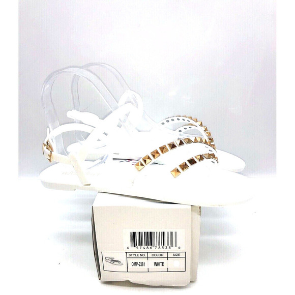 Olivia Miller Shoes - Olivia Miller Tramore Jelly Studded Sandals - White , US 8